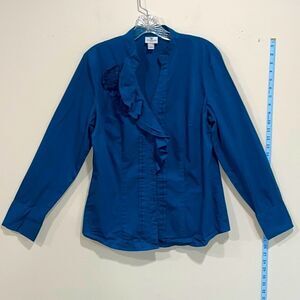 Blue Button Up Long Sleeve Dress Shirt By Worthington. Size Medium.